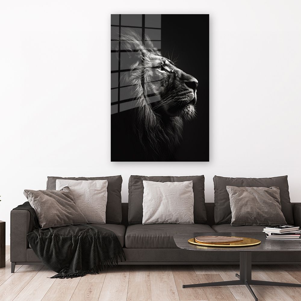 glasschilderij koning leeuw wanddecoratie 1