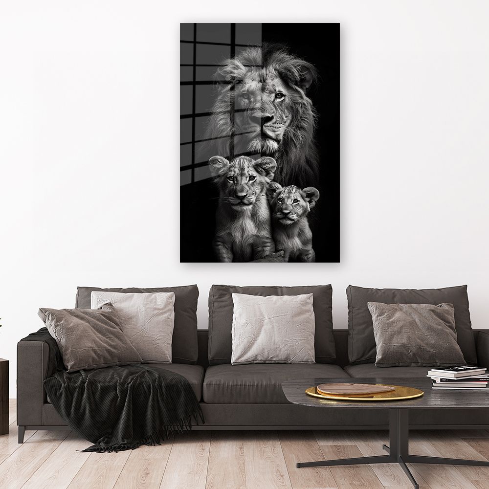 Fotobehang Leeuwenkop zwart-wit - op maat Fotobehang Leeuwenkop zwart-wit - op maat