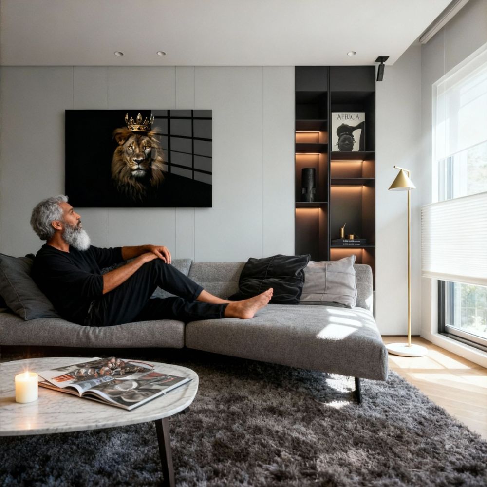 glasschilderij leeuwen koning ugc