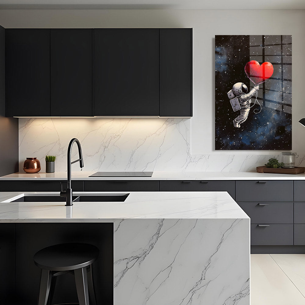 glasschilderij love beyond earth keuken