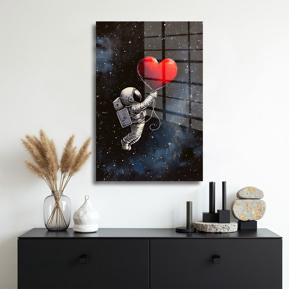 glasschilderij love beyond earth muur