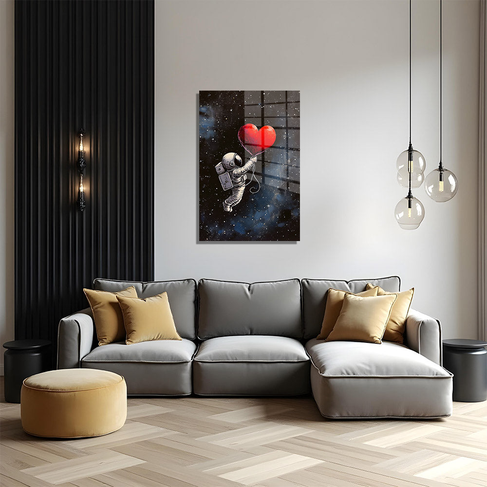 glasschilderij love beyond earth woonkamer