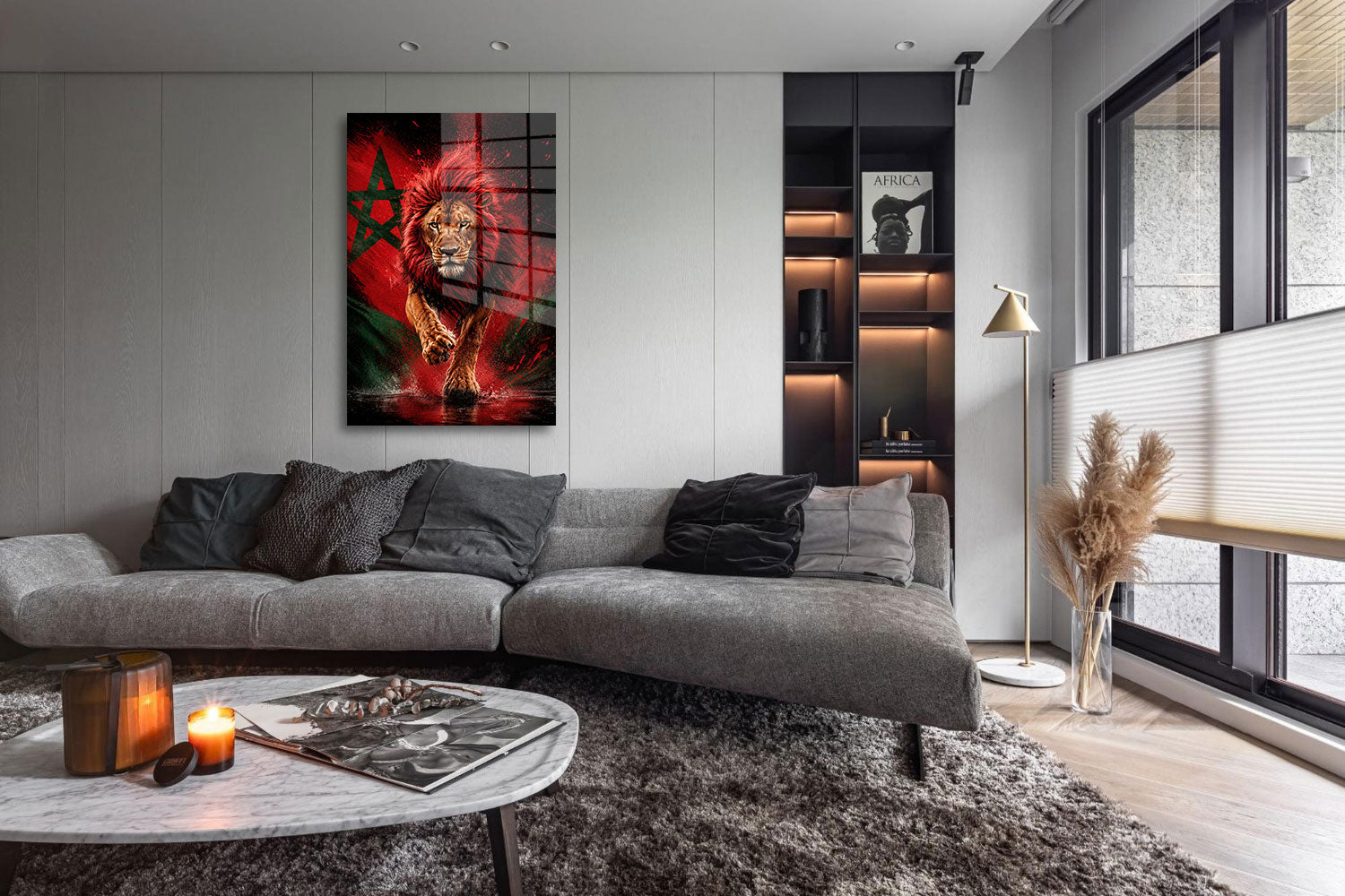 glasschilderij marokkaanse leeuw woonkamer 5