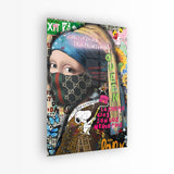 glasschilderij meisje met merk voorkant