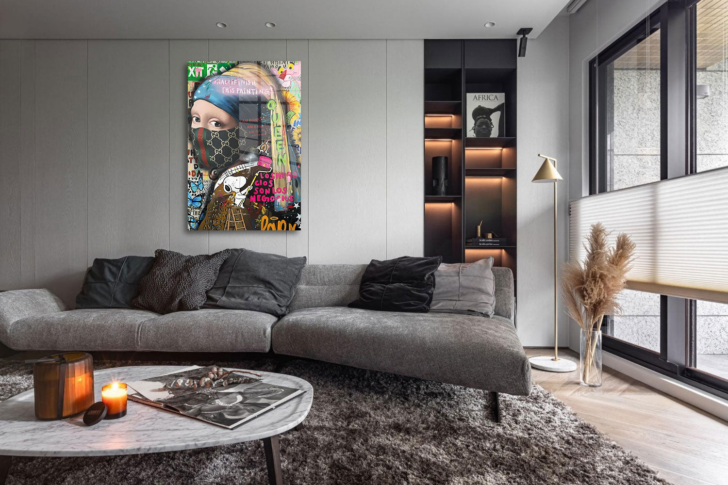 glasschilderij meisje met merk woonkamer 5