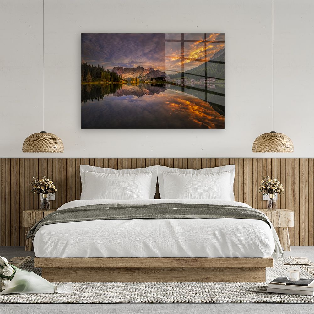 glasschilderij misurina sunset slaapkamer 3