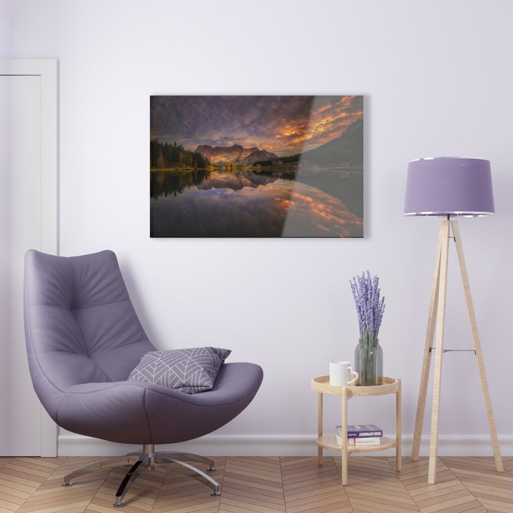 glasschilderij misurina sunset wachtkamer