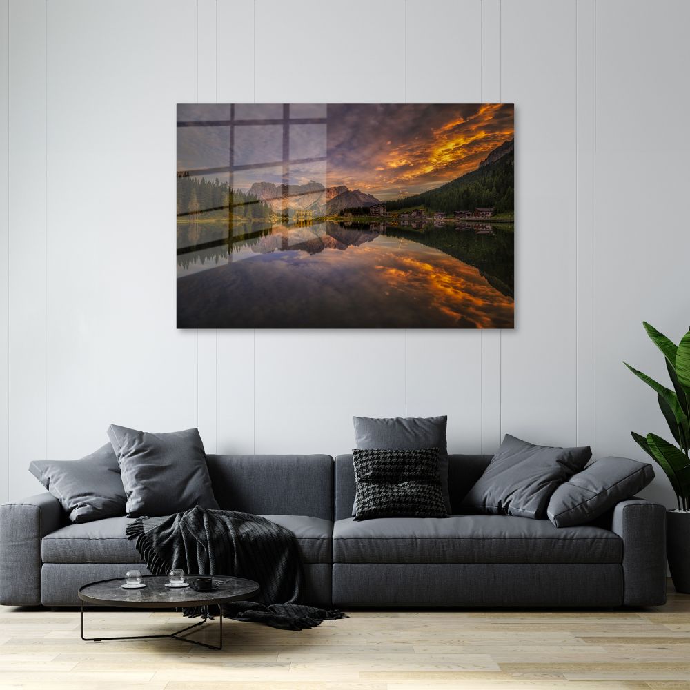 glasschilderij misurina sunset woonkamer 2