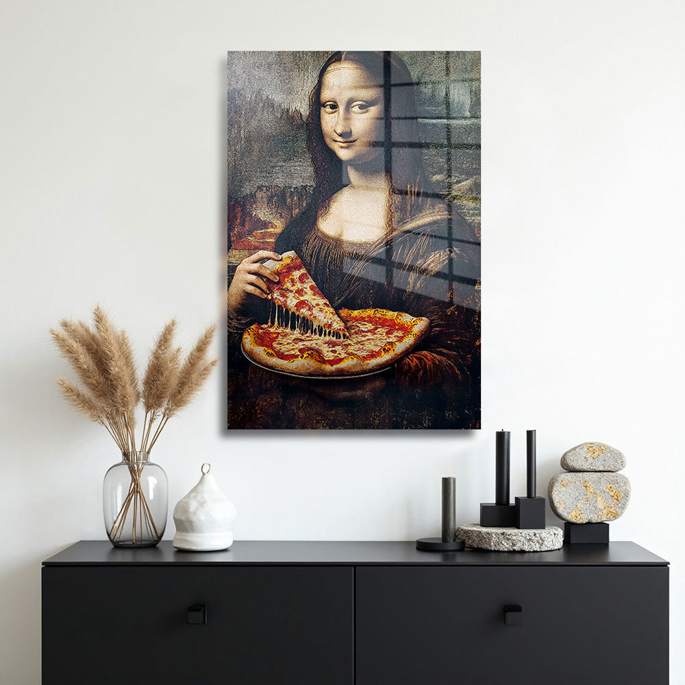 glasschilderij mona pizza muur