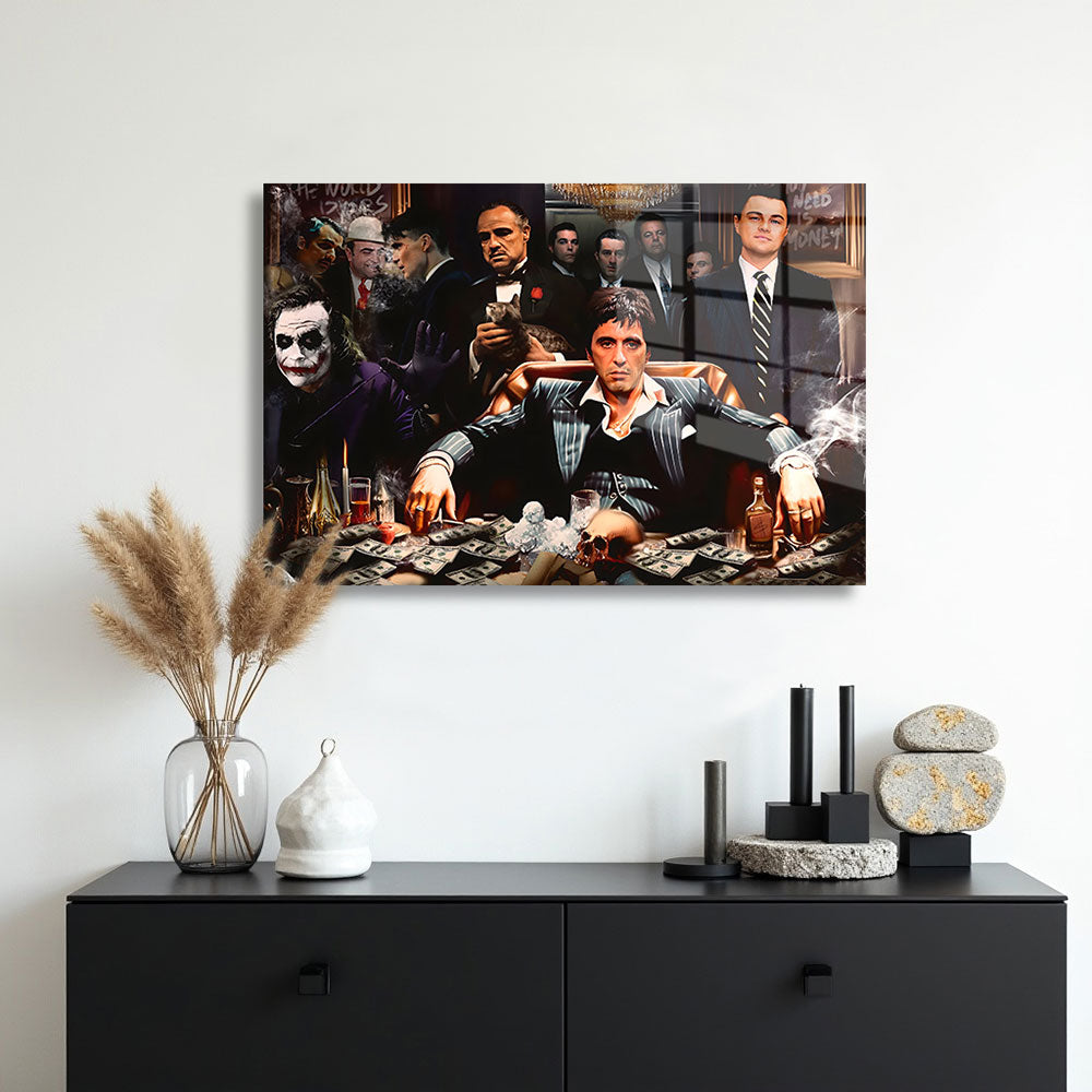 glasschilderij money table muur