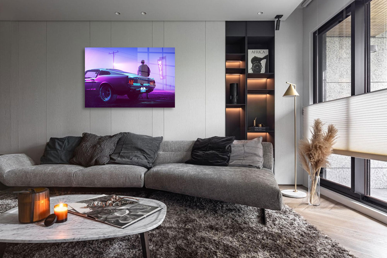 glasschilderij motel mustang woonkamer 4