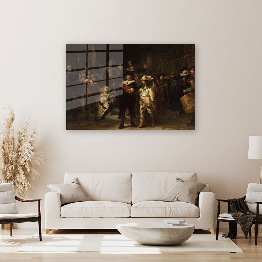 glasschilderij nachtwacht woonkamer