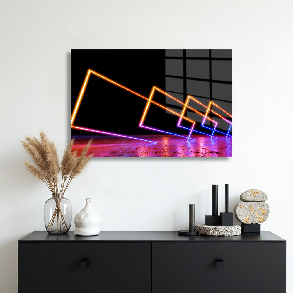glasschilderij neon light landscape muur