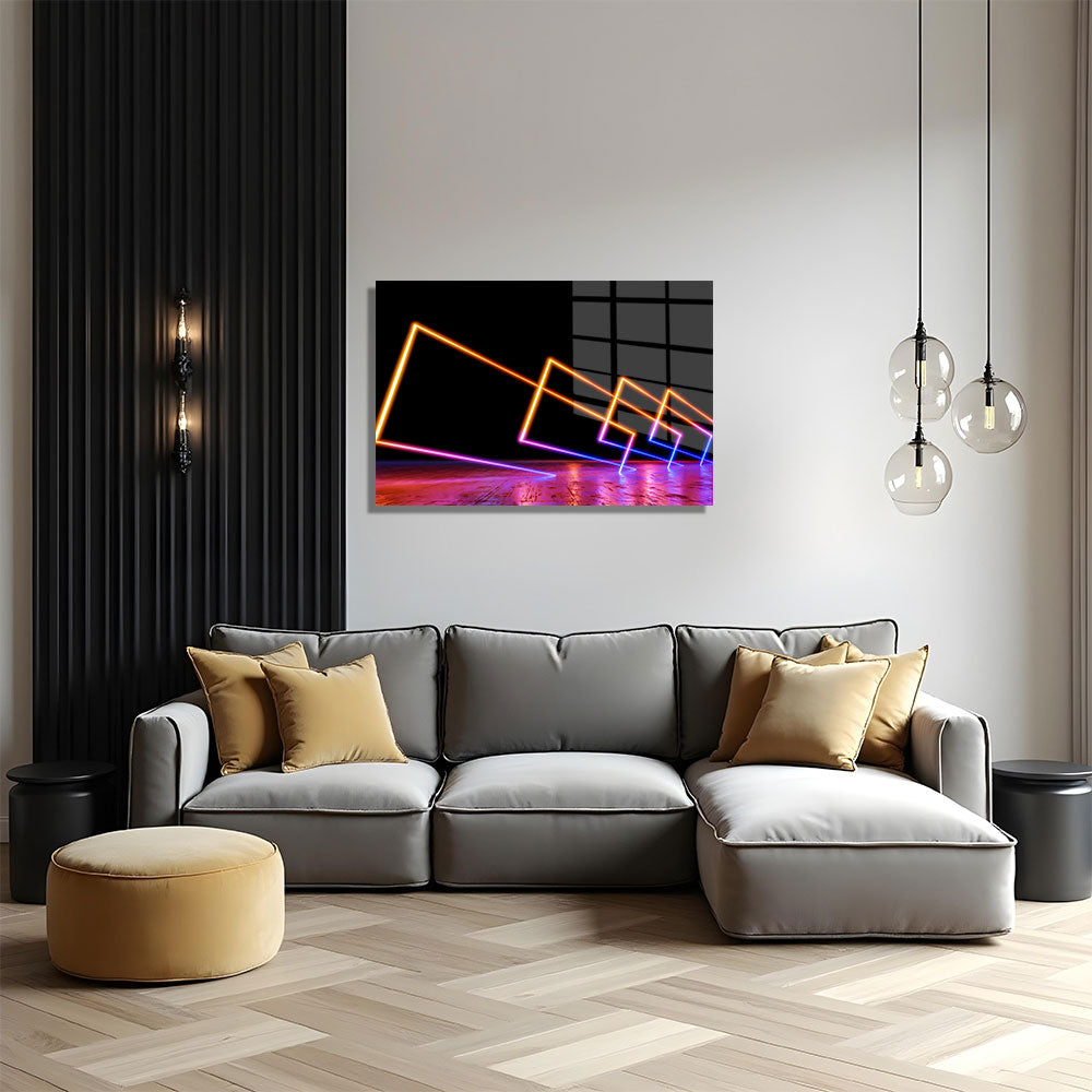 glasschilderij neon light landscape woonkamer 5