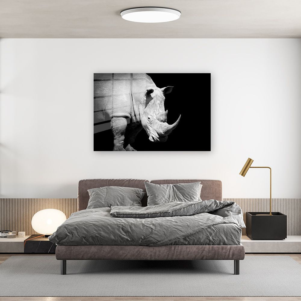 glasschilderij neushoorn slaapkamer 1