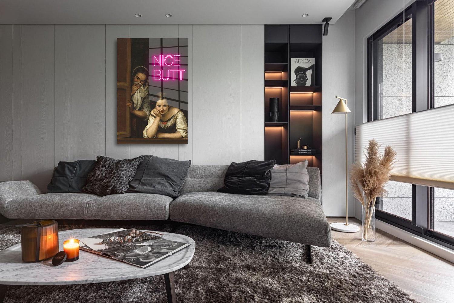 glasschilderij nice butt portret woonkamer 5