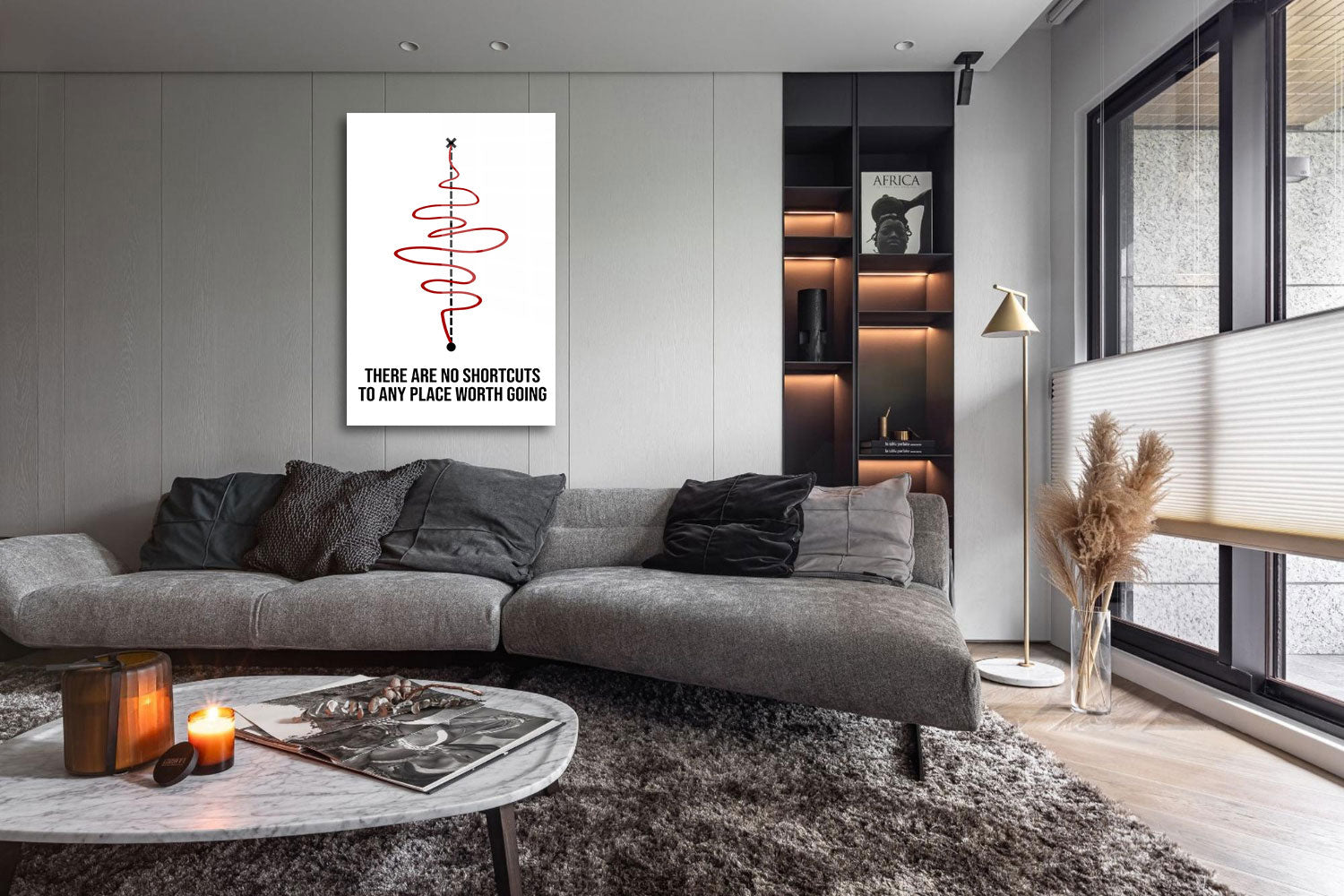 glasschilderij no shortcuts woonkamer 5