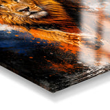 glasschilderij oranje leeuw zijkant