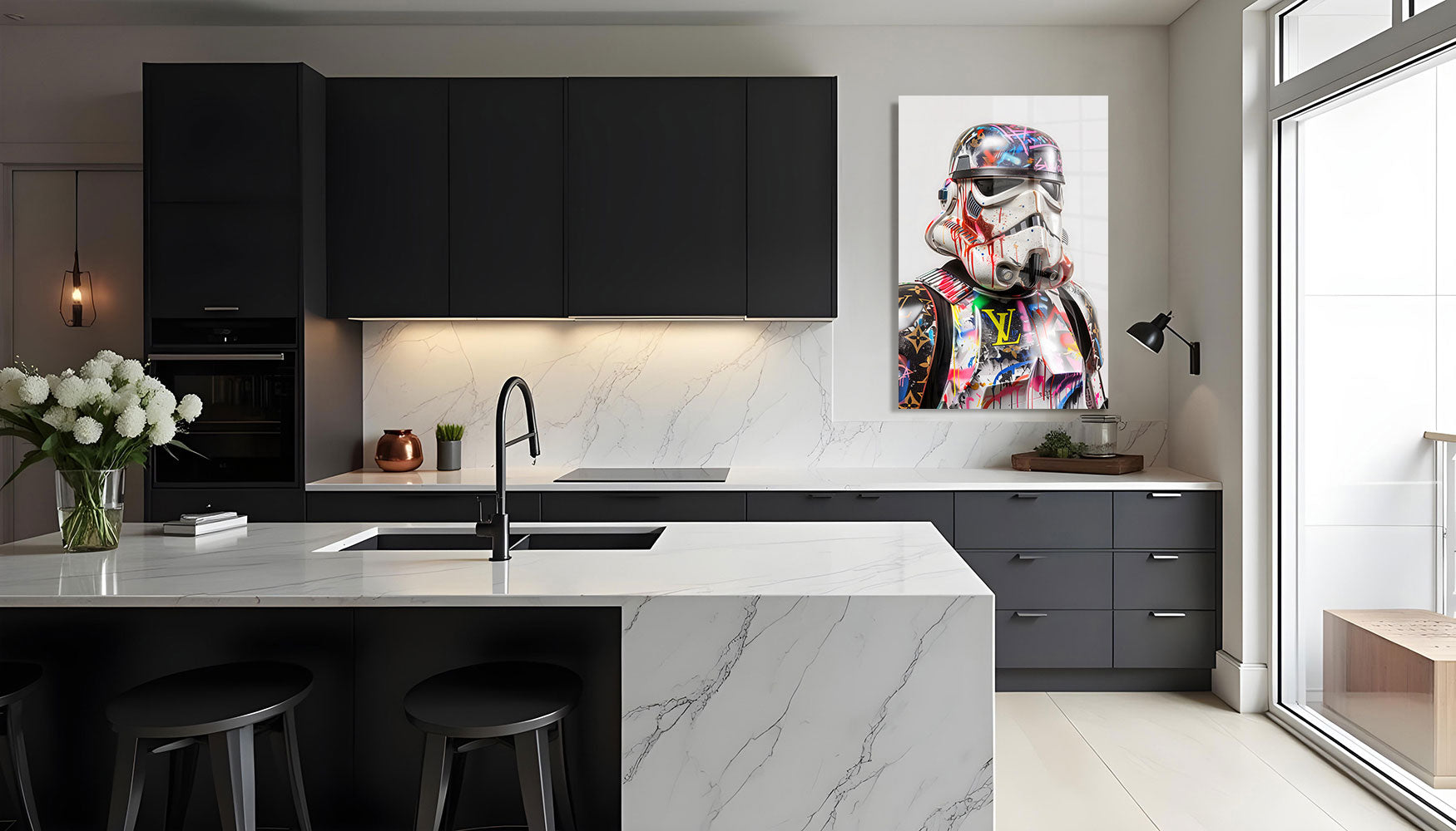 glasschilderij paint wars woonkamer 2