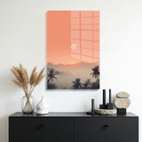 glasschilderij palmtree sunset muur