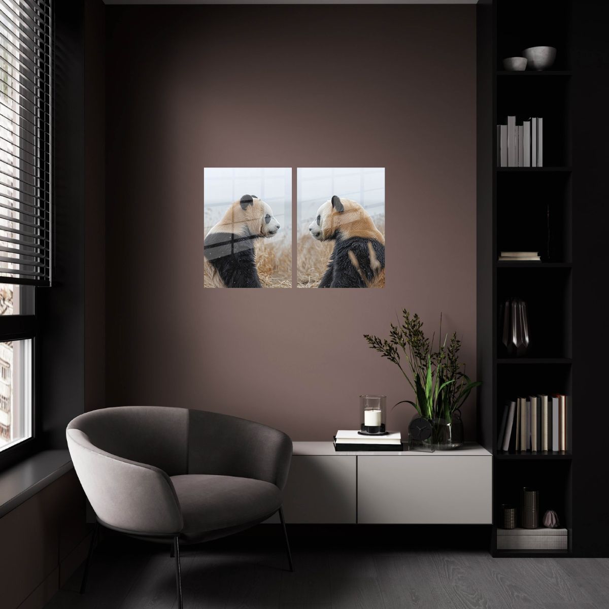 Panda Tweeluik Schilderij