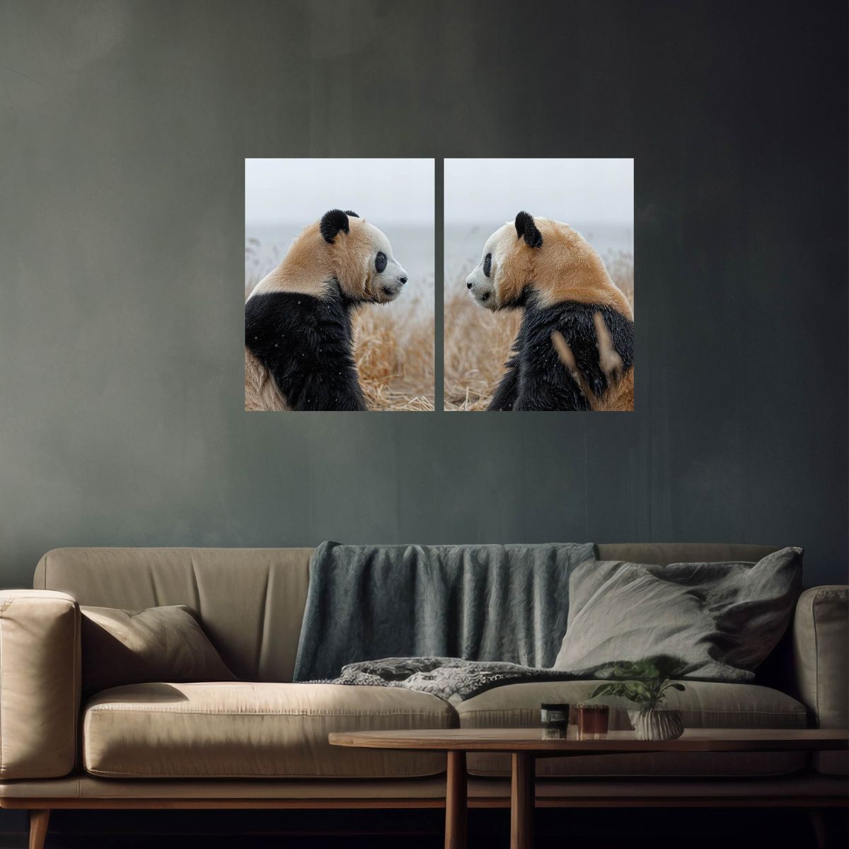 Panda Tweeluik Schilderij