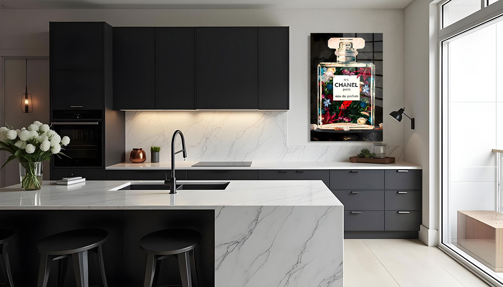 glasschilderij parfum bottle Keuken