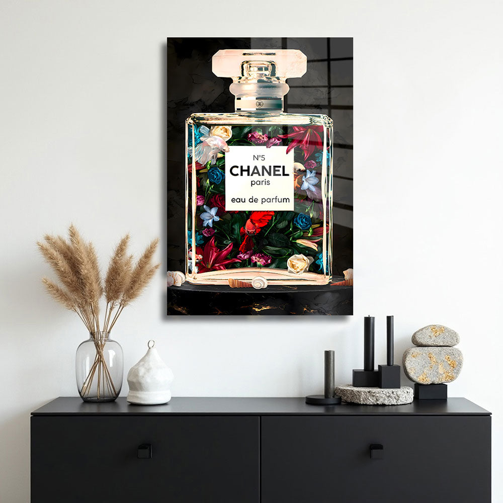 glasschilderij parfum bottle muur