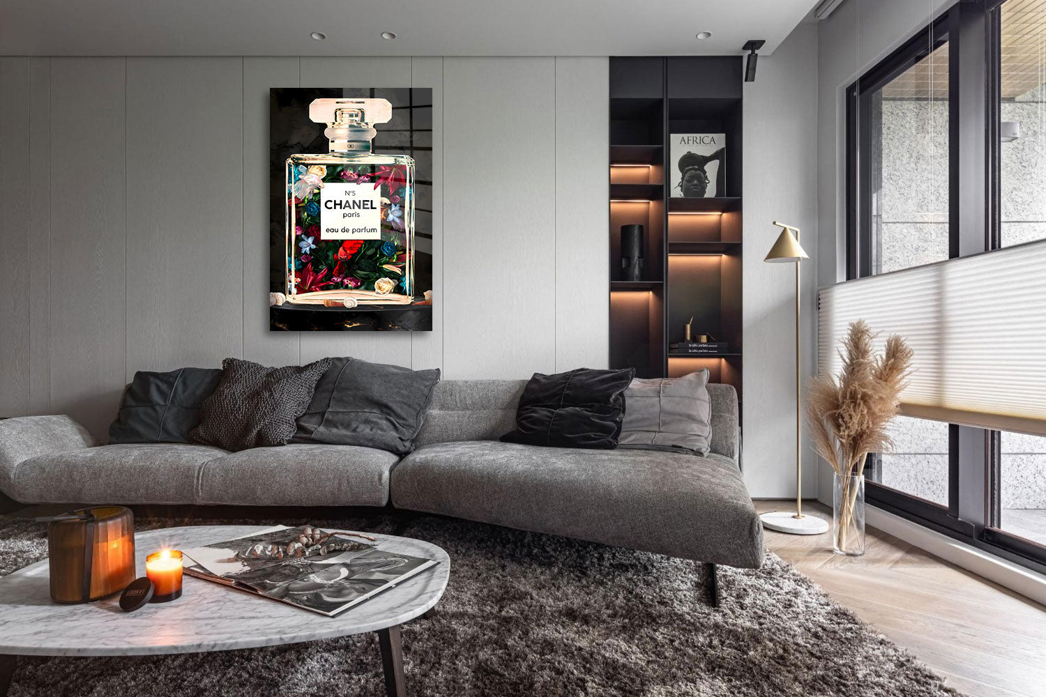 glasschilderij parfum bottle woonkamer 5