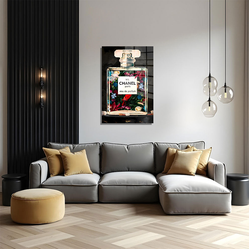 glasschilderij parfum bottle woonkamer