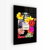 glasschilderij parfum flowerbottle voorkant