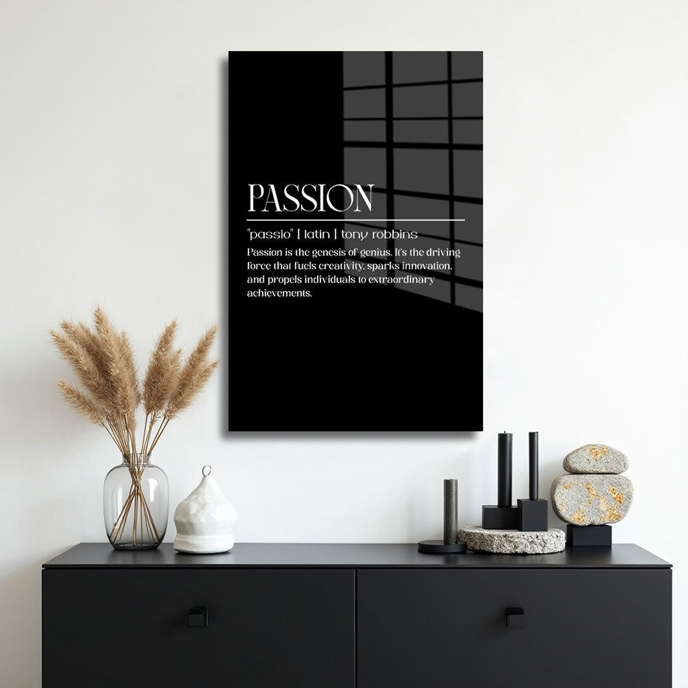 glasschilderij passion zwart wit muur