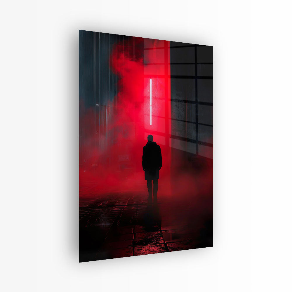 glasschilderij persoon rood zwart voorkant