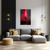 glasschilderij persoon rood zwart woonkamer 4