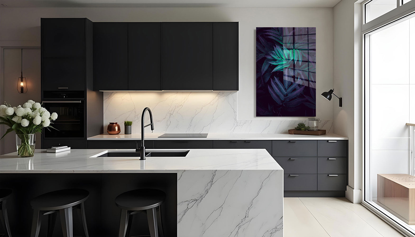 glasschilderij planten bladeren Keuken