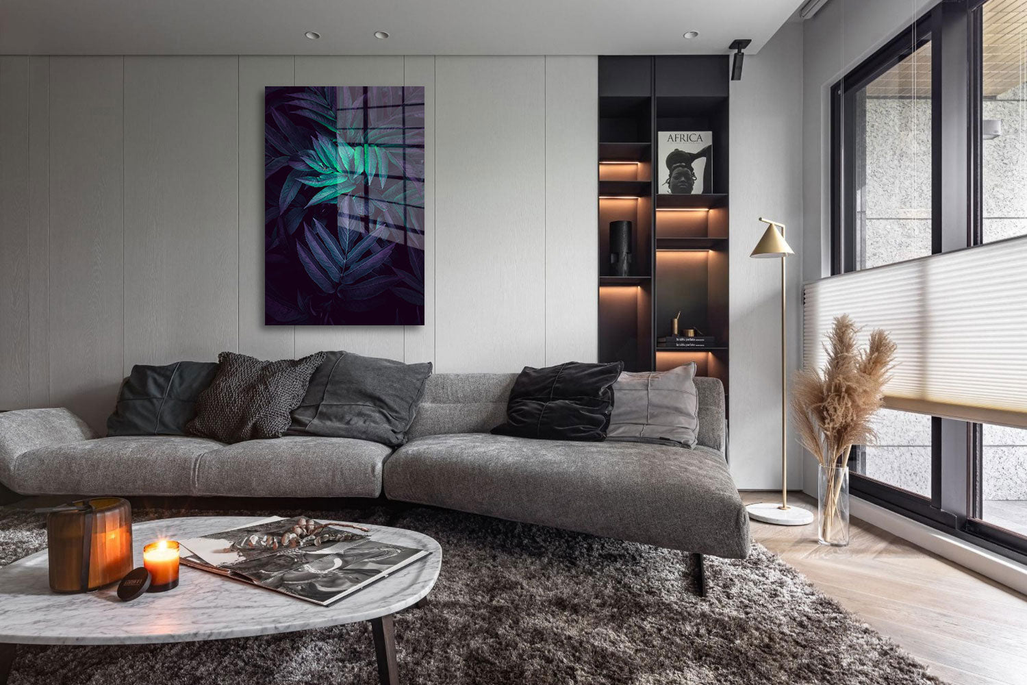 glasschilderij planten bladeren woonkamer 5