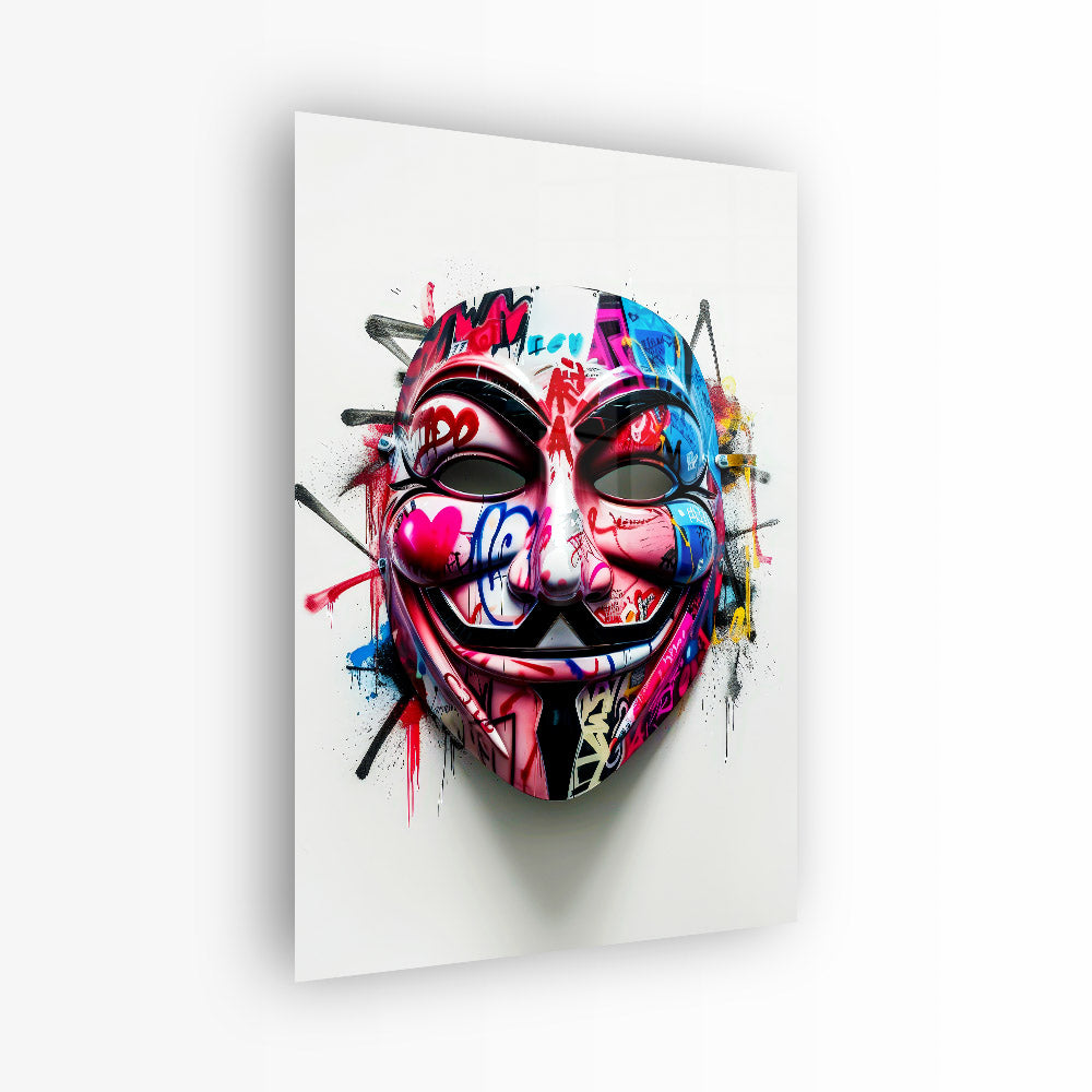 glasschilderij rebel mask voorkant