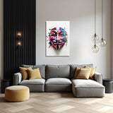 glasschilderij rebel mask woonkamer