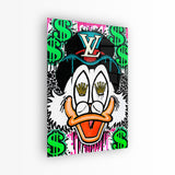 glasschilderij roly duck voorkant