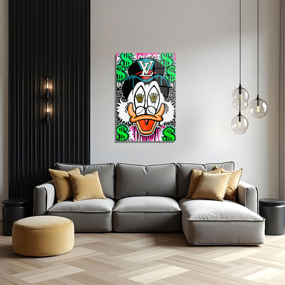 glasschilderij roly duck woonkamer 4