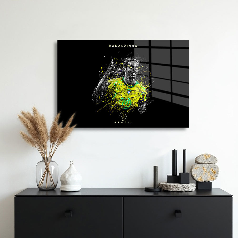 glasschilderij ronaldinho stripes muur