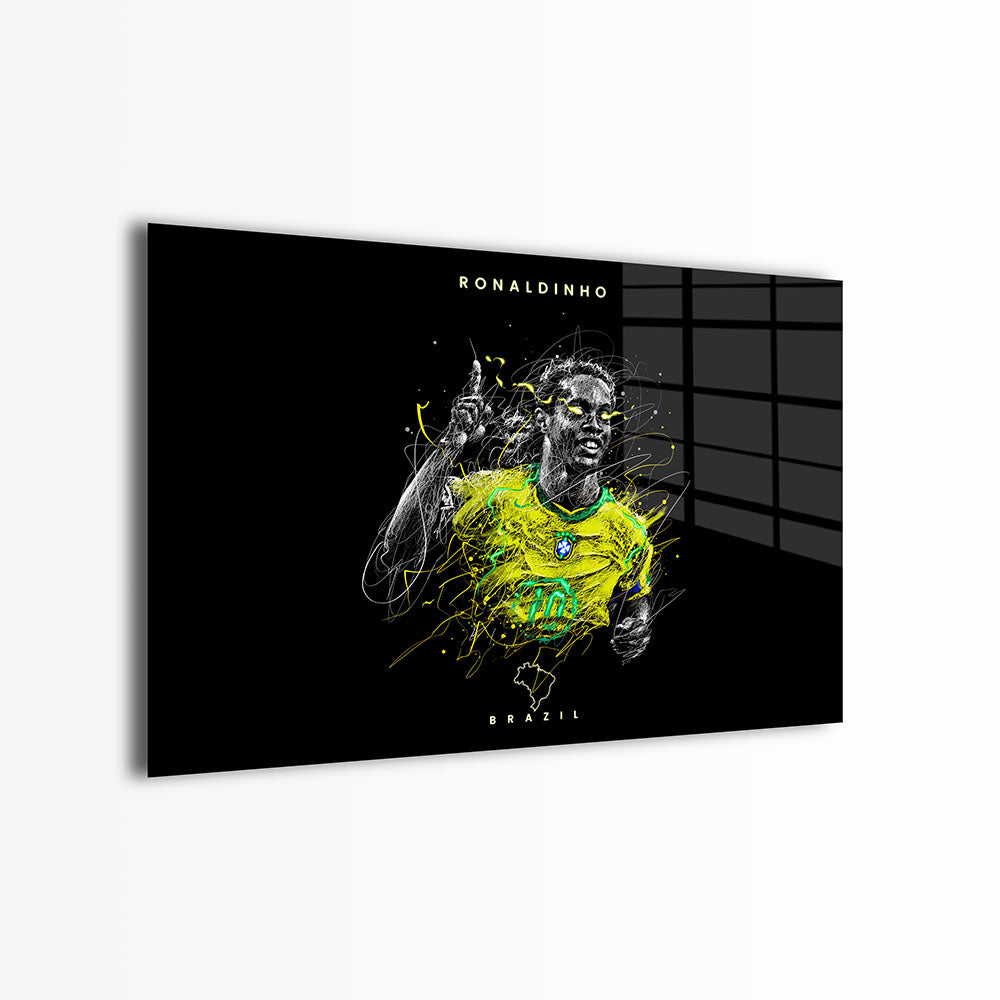 glasschilderij ronaldinho stripes voorkant