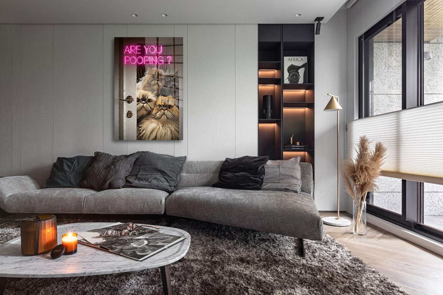 glasschilderij smelly cat woonkamer 5