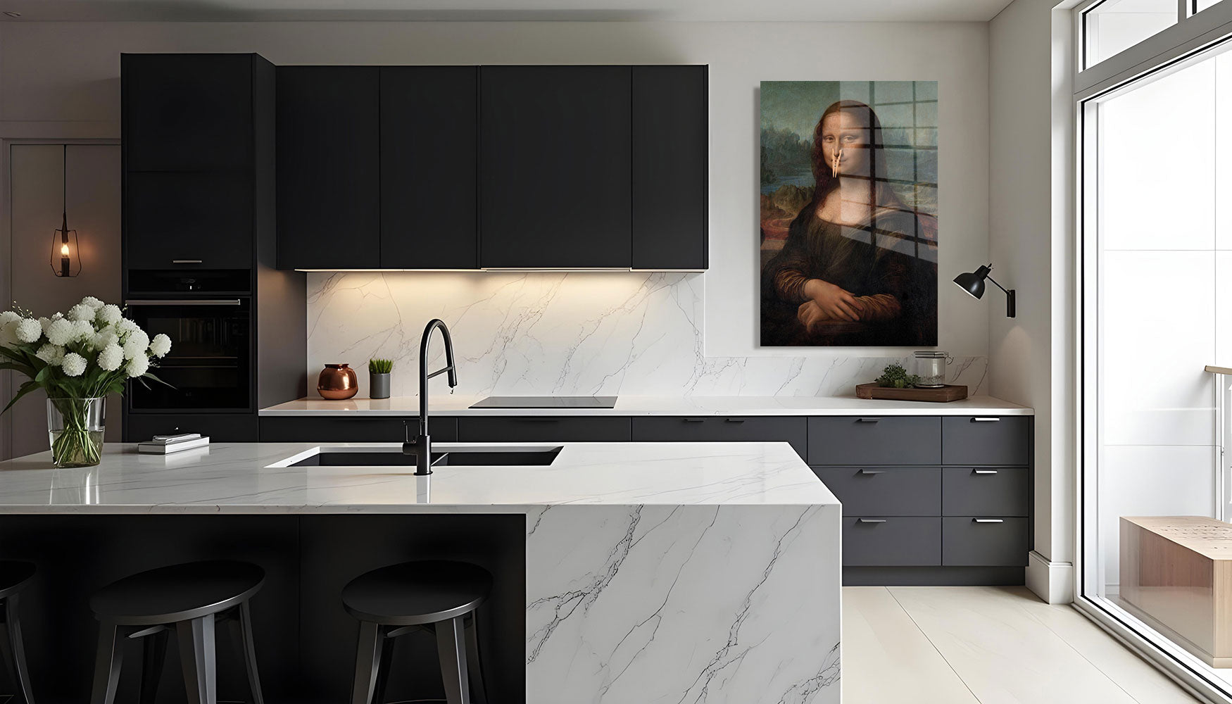 glasschilderij smelly lisa Keuken