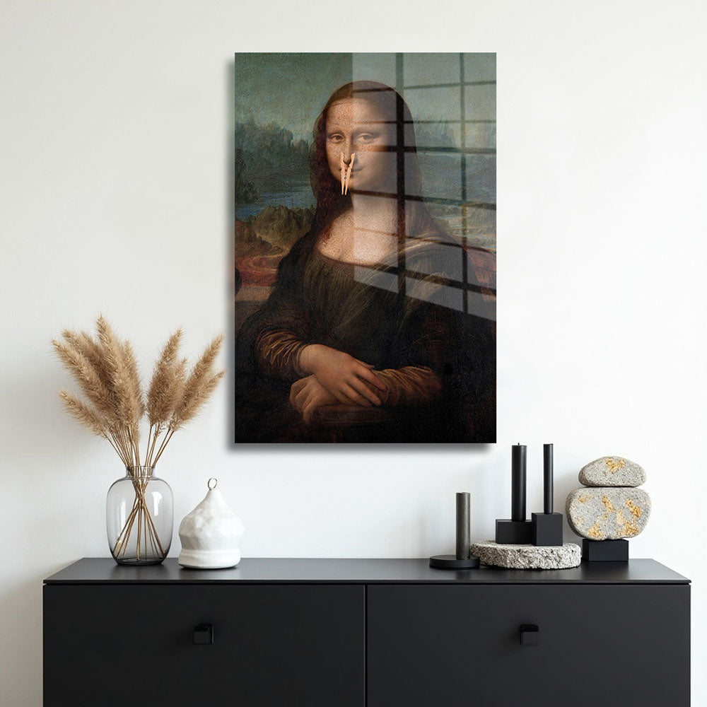 glasschilderij smelly lisa muur