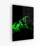 glasschilderij smokey green lion voorkant