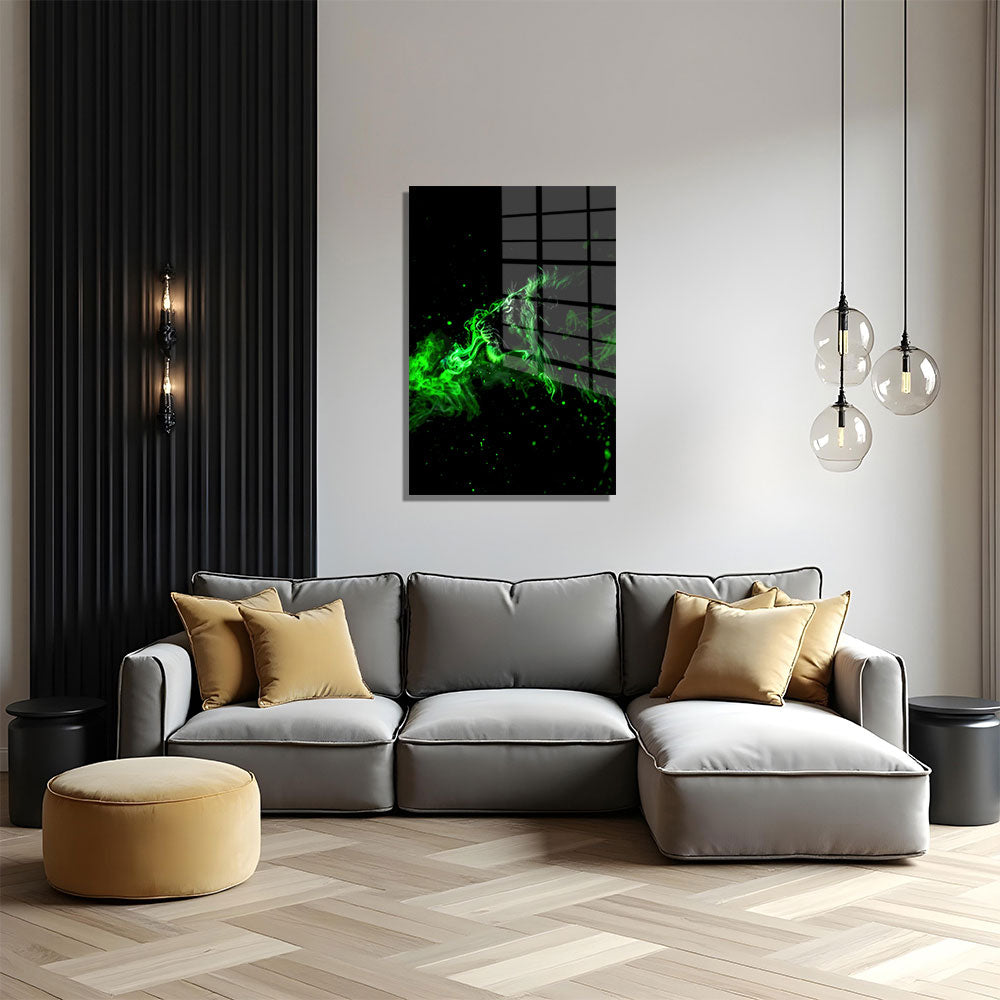 glasschilderij smokey green lion woonkamer 4