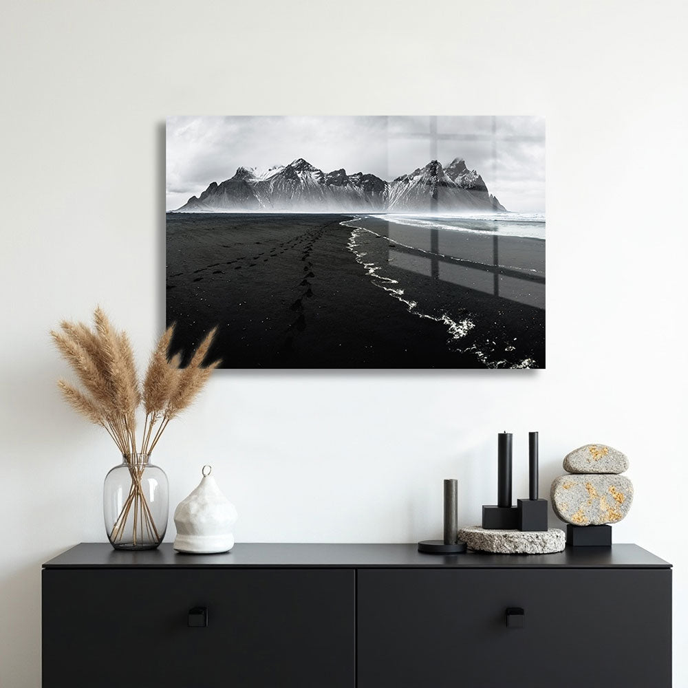 glasschilderij snowcap mountain muur