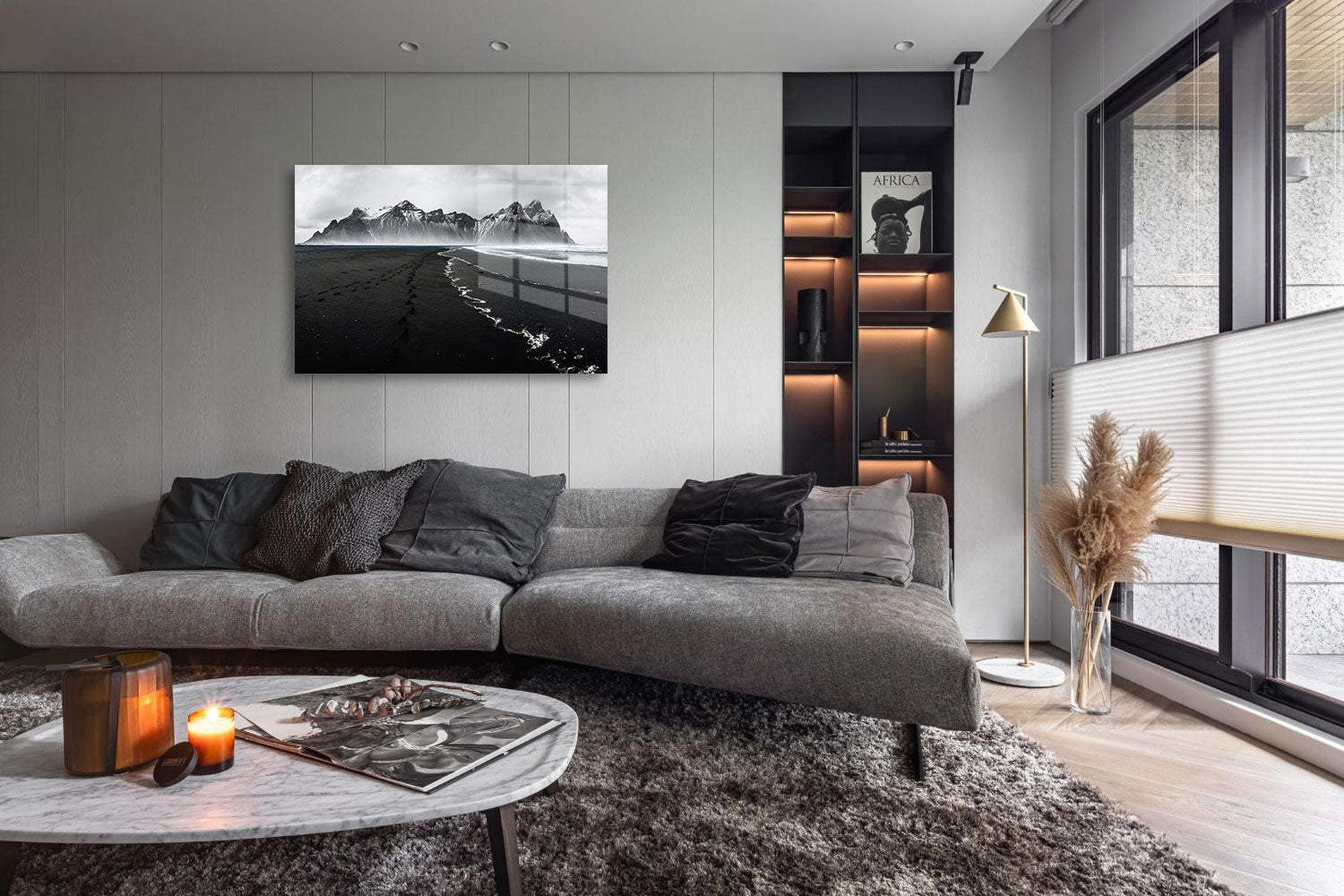 glasschilderij snowcap mountain woonkamer 4