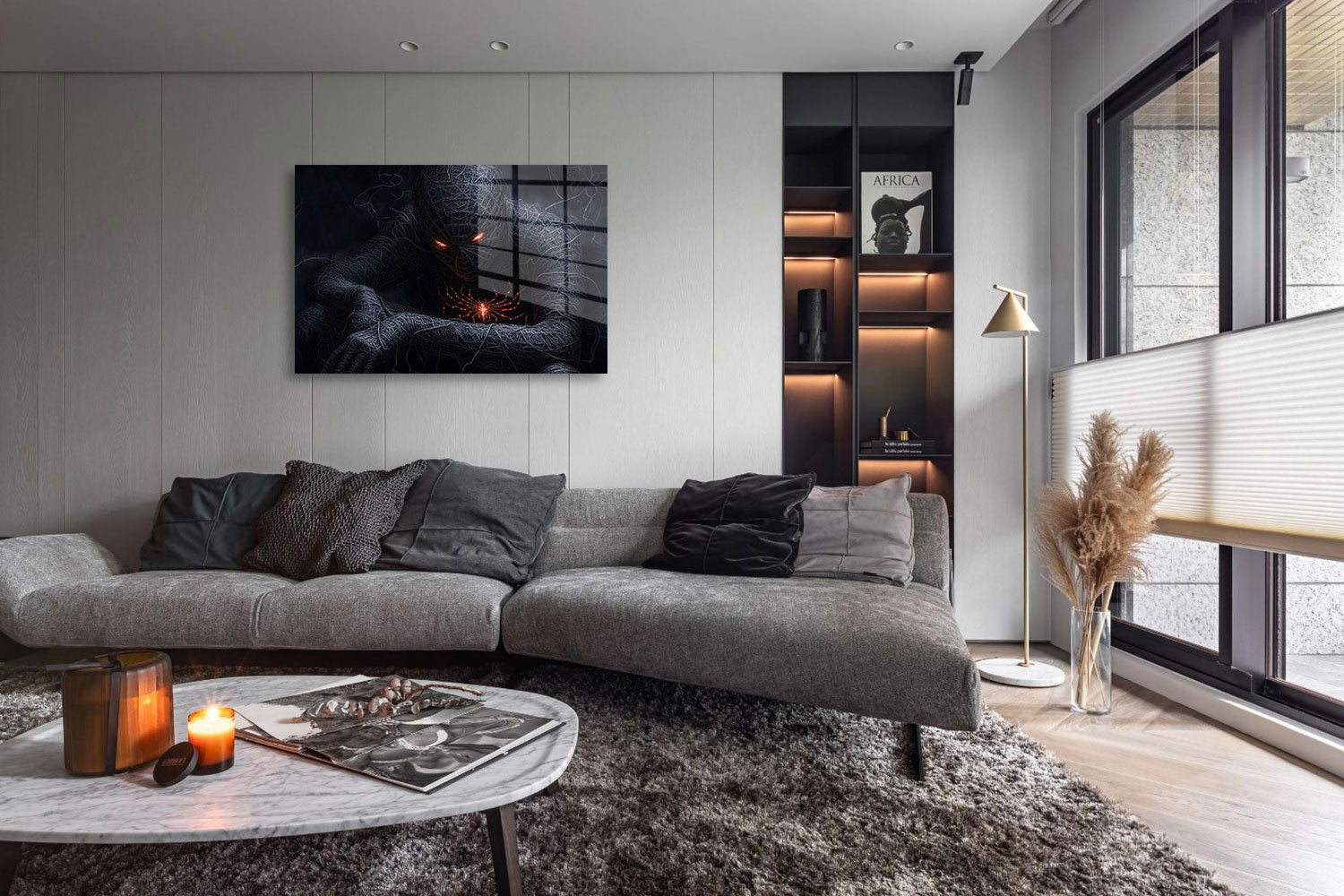 glasschilderij spidermummy woonkamer 4